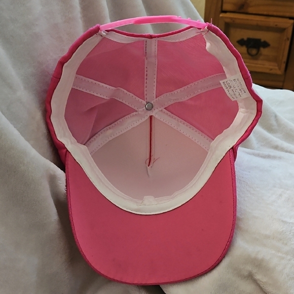 Metallic Shiny Pink & Iridescent Rhinestone Studded Cap Hat Adjustable Stap NWOT - Picture 5 of 9